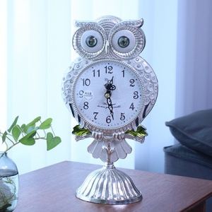 [불명] 유로피안 부엉이 탁상시계 실버 -소품에세이