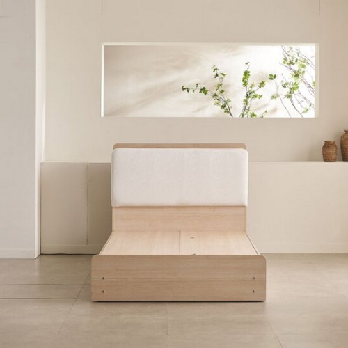 장인가구 가든 패브릭 쿠션헤드 LED 서랍형 수납침대 SS (라텍폼스7존독립)_이미지