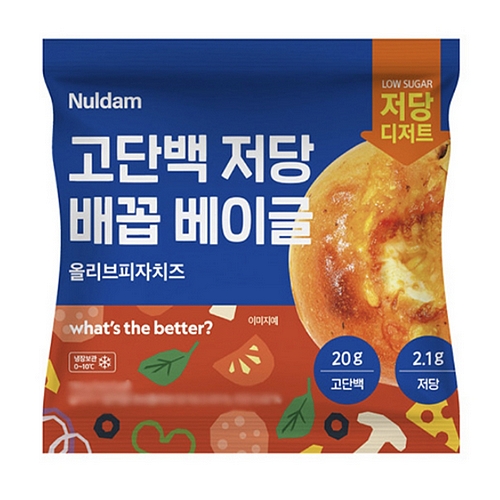널담 고단백 저당 배꼽 베이글 올리브피자치즈 130g (12개)_이미지