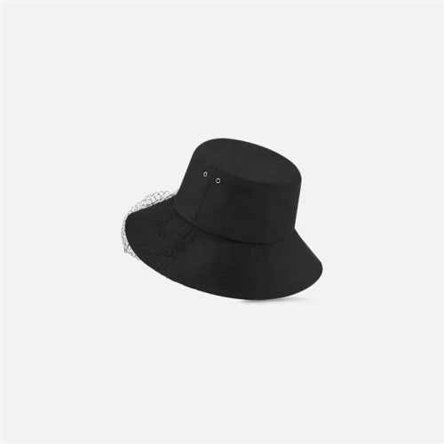 크리스찬디올 Teddy-D 베일 넓은 챙 버킷모자 블랙 코튼 블렌드 95TDD924G130_C90