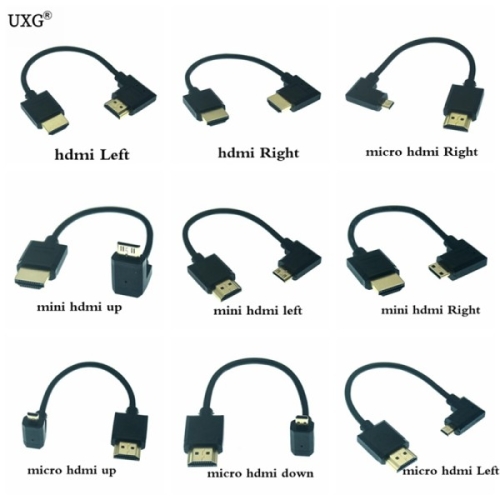 슈퍼 소프트 마이크로 HDMI 호환 및 미니 HDTV-2.0 수 얇은 케이블 15cm OD 3.0mm 2k Hd 60hz 무게추..