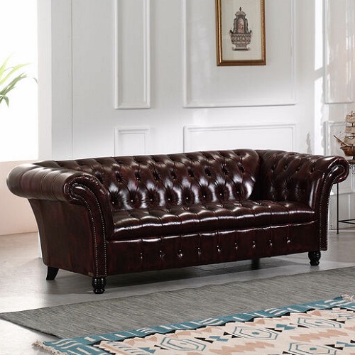 벤티스가구 르벨 엔틱 천연가죽 소파 3인용