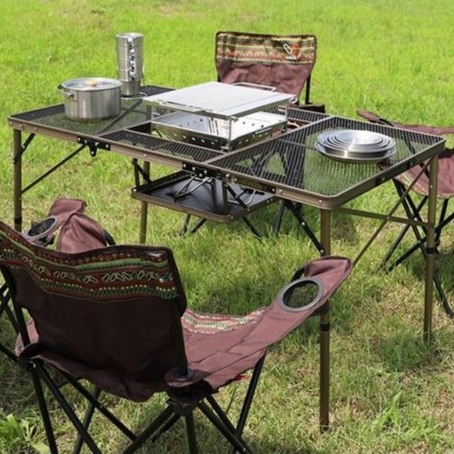 커스커즈 아이언 메쉬 3단 화로대 테이블_이미지