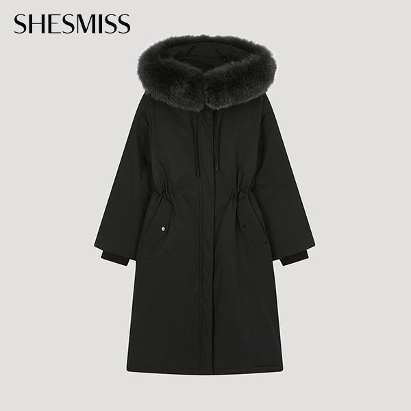 쉬즈미스 여성 폭스퍼 덕다운 롱 점퍼 SSDJPO42060_이미지