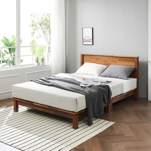 인우드 닐러 1350 다리형 멀바우 원목 침대 SS (매트별도)