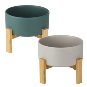 [불명] 멍지 반려동물 2단 높이 도자기 식기 S 2종 세트 (1개)_이미지