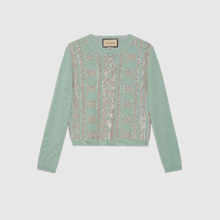 구찌 자수 캐시미어 울 스웨터 773589 XKDUX 4853