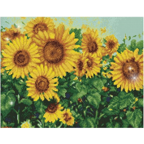 아이러브페인팅 DIY 캔버스형 보석십자수 해바라기 꽃밭_이미지