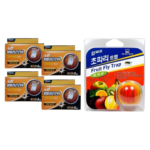노런 왕파리끈끈이 4각 20개 + 킬파프 초파리트랩 15ml