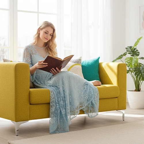 더젠 크레쉬 아쿠아 패브릭 소파 2인용