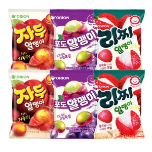 오리온 포도알맹이 67g+자두알맹이 67g+리찌알맹이 67gx각2 총6개