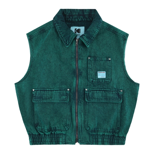 코닥 어패럴 RGB 데님 카라 베스트 K6123LWT21GRN_이미지