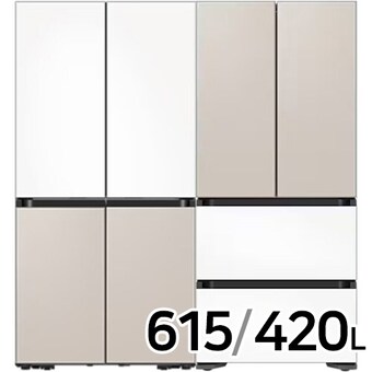 삼성전자 비스포크 키친핏 새틴 <b>RF60DB9KF1AP</b> (화이트+베이지) + RQ42DB94R2AP (베이지+화이트)