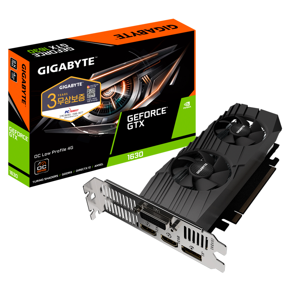 GIGABYTE ������ GTX 1630 UD2 OC D6 4GB Nano LP �Ǿ���Ʈ