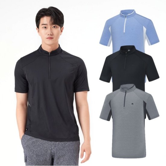 하이쿨 메쉬 배색 등산 반팔 반집업티셔츠 2042TK801M