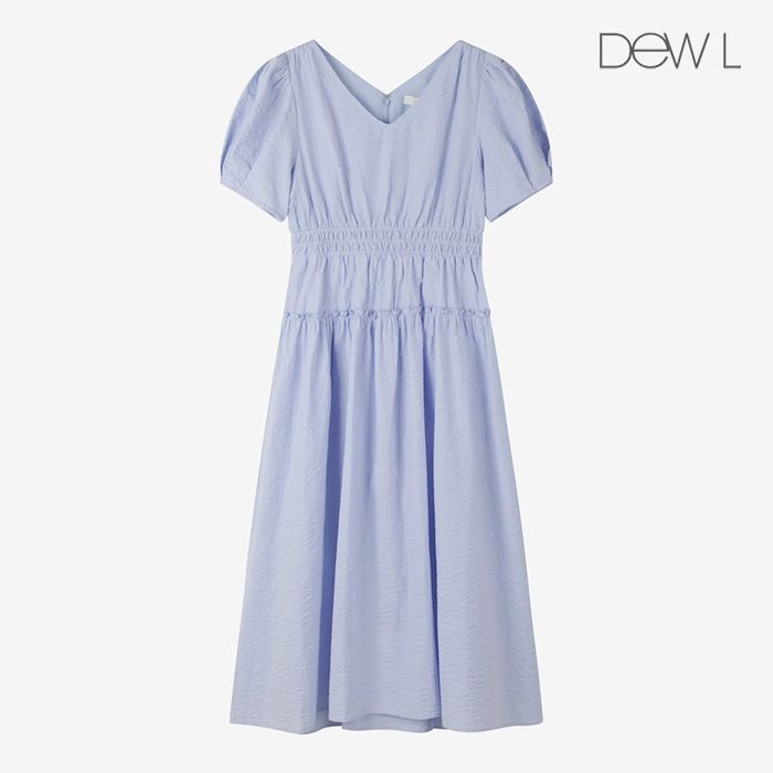 듀엘 시어서커 브이넥 원피스 SB_L253PSE010_이미지