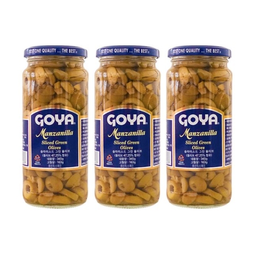 고야 슬라이스드 그린 올리브 345g (3개)_이미지