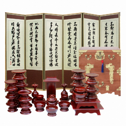 박씨상방 ㅤ남원 효제기(신형)물푸레 37P (+병풍(진주비단)+제기함(오동신주봉황))_이미지
