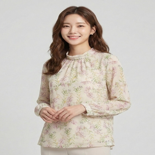 인디에프 조이너스 플라워 루즈 블라우스-JS23RB2002335A