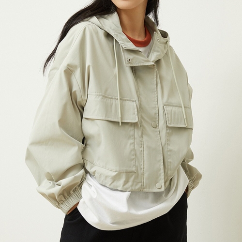  스파오 후드 크롭 야상 점퍼 SPJJD23G02-T