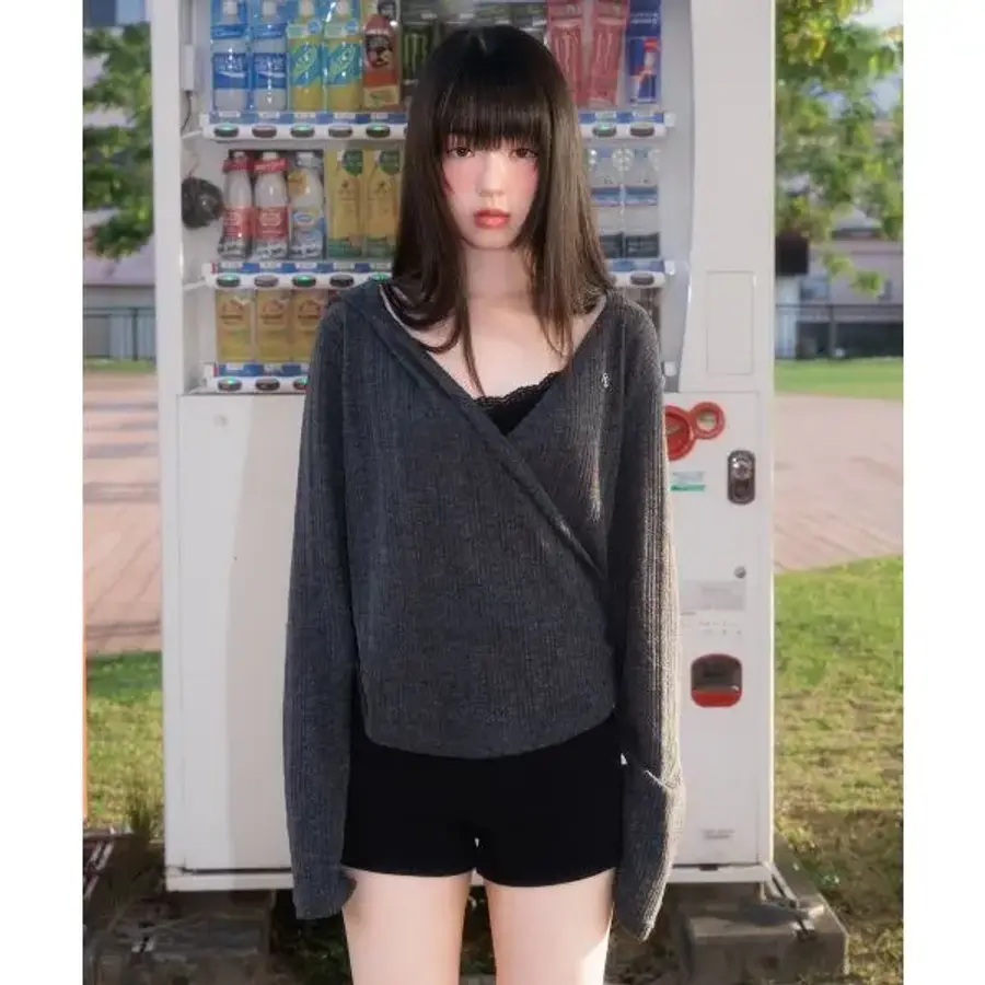 ���������� ltgt ROSEFRANTZ Wrap Shirring Hood Long Sleeve Charcoal RSTSPHD04C4 ..