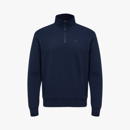 코튼폴리 남녀공용 네이비 캐쥬얼 긴팔 반집업 티셔츠 / 봄가을 반폴라 긴팔티 PW3MF24S122_IC