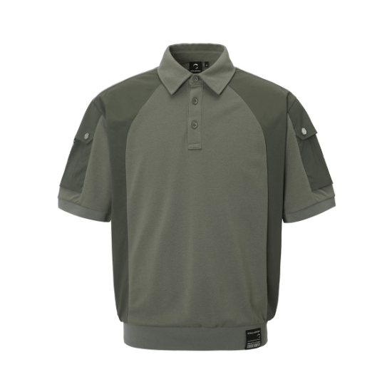  챌린저 PQ 우븐믹스 블루종 카라 반팔티셔츠 CHD2MST0238KH