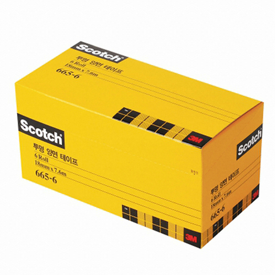 3M 스카치 투명 양면 테이프 18mm x 7.6m (리필) (6개)_이미지