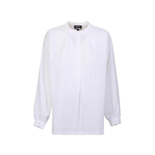 아페쎄 화이트 Flora 블라우스 by Made of 코튼 it features a slightly contrasting perf..