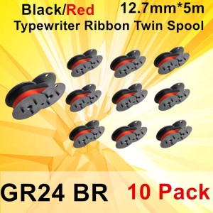 올림피아 호환 더블 팩 호환 GR24BR 타자기 DIN 2103 DIN 32755-블랙 레드 12.7mm 5.5m 5 10PK_이미지