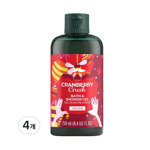 더바디샵 크랜베리 크러쉬 배쓰&샤워 젤 250ml (4개)_이미지