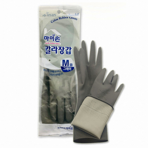 마미손 칼라 고무장갑 그레이 (중)