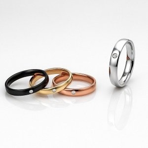 스마트보이 R0541w 써지컬스틸 포인트 큐빅 심플 기본 반지 커플링 우정반지