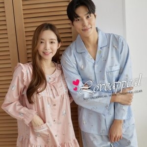 러브어필 국산 60수 주자면 코랄핑크 딥블루 잠옷WC9588M9588_이미지