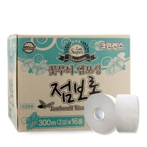 크린센스 슈퍼 꽃무늬 엠보싱 점보롤 2겹 300m (16롤)_이미지