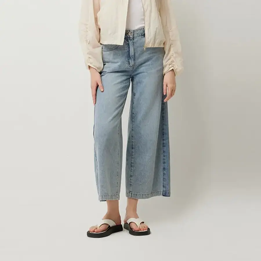 SISLEY 본사 절개 워싱 앵클 와이드 데님 팬츠_SADP42531BL 1175238