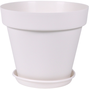 화분월드 베이직 플라스틱 토분 화분 + 받침 세트 퓨어화이트 5호_이미지