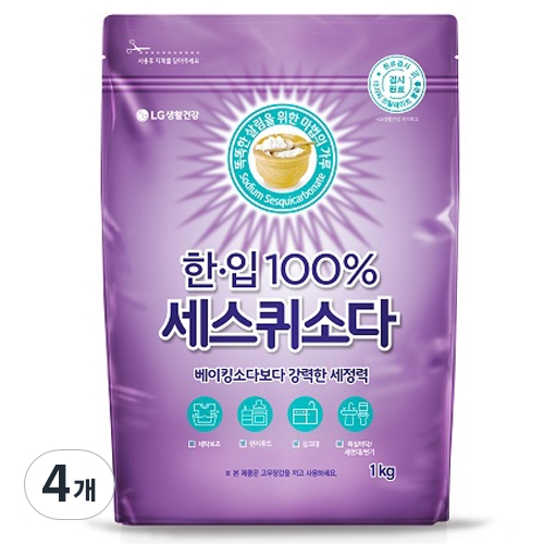 LG생활건강 한.입 100% 세스퀴 탄산소다 1kg (4개)
