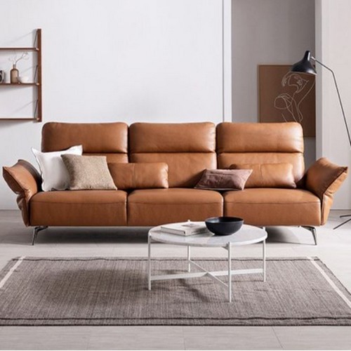 자코모 뉴 글랑슈 기능성 비텔로 슈렁큰 천연통가죽 소파 4인용 (스툴별도)_이미지