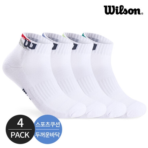 윌슨 남성 스포츠 쿠션 넥 칼라패턴 발목 양말 4P_MX