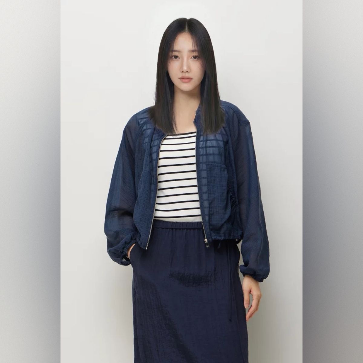 시슬리 프리 체크 밴딩 집업 점퍼SAJP41631 SAJP41631JEL 500018