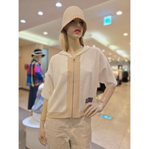 베네통 백 레터링 니트 후드 가디건 BAKCA6-531-CR_이미지