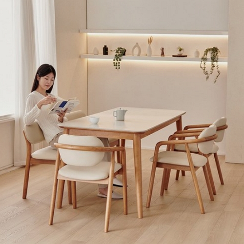 동서가구 로사 세라믹 원목 식탁 1800 (의자3개+벤치1개)_이미지