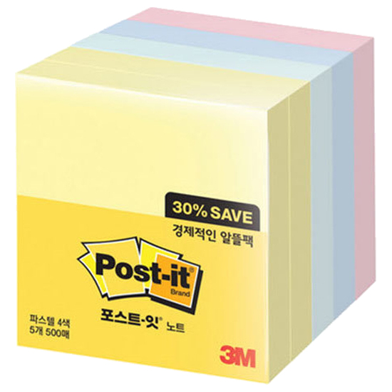 3M 포스트잇 노트 알뜰팩 654-5A (2개)_이미지