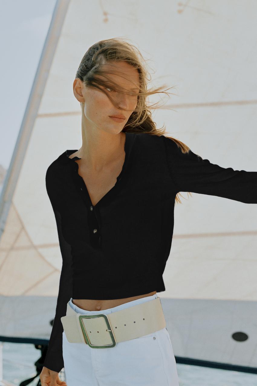 자라 국내 헨리넥 니트 스웨터 블랙 5536/049/800 5400490_이미지