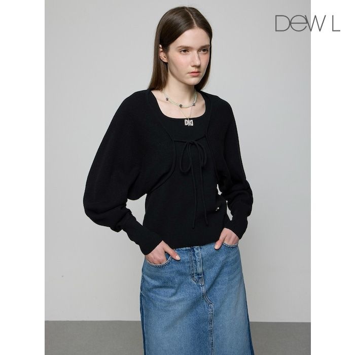 듀엘 볼륨 슬리브 볼레로 가디건 BK_D251KSL013