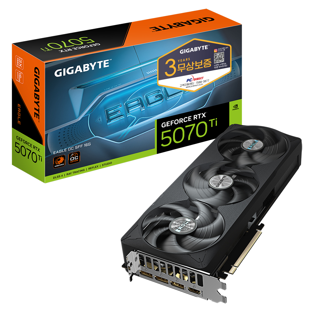 GIGABYTE 지포스 RTX 5070 Ti EAGLE OC SFF D7 16GB 피씨디렉트이미지입니다. 누르면 해당 게시물로 새창이동합니다.