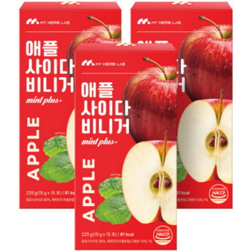 에이치엔에프 마이허브랩 애플 사이다 비니거 민트 플러스 225g (15g x 15포) (3개)_이미지