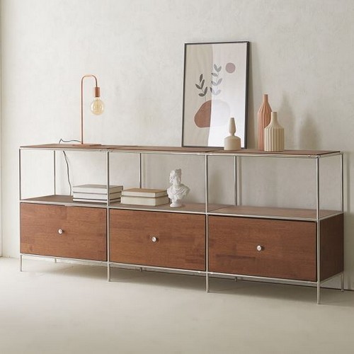 동서가구 피츠 제로 원목 높은 선반형 거실장 2000_이미지