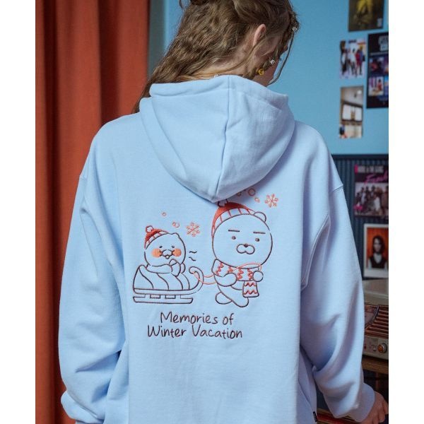 CPGN STUDIO X 카카오프렌즈 윈터 라이언 후드티 틸블루 C24KA04
